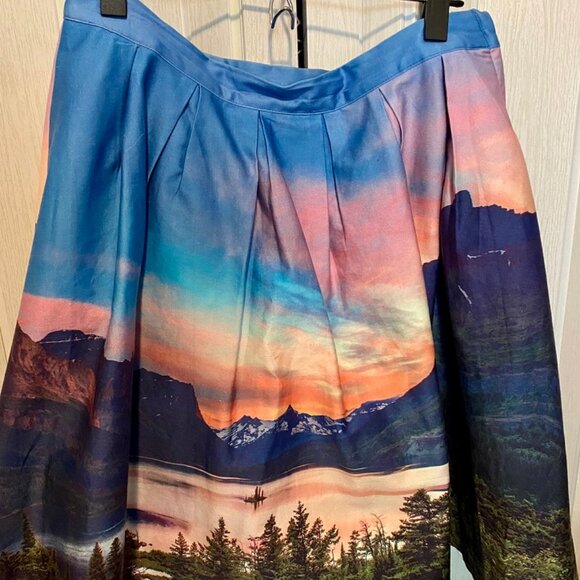 Mountain Sunset A-Line Skirt Discontinued ModCloth L - Picture 3 of 4